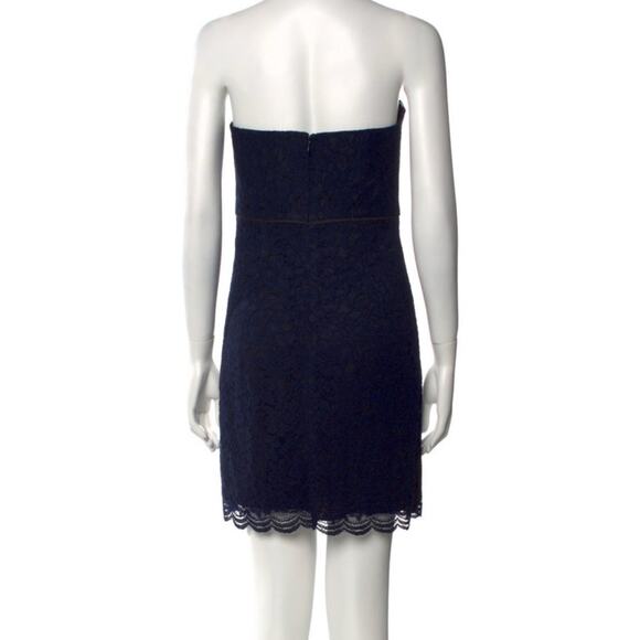 Diane Von Furstenberg Navy Blue Strapless Lace Sheath Cocktail Dress Size 6 EUC - Picture 2 of 7